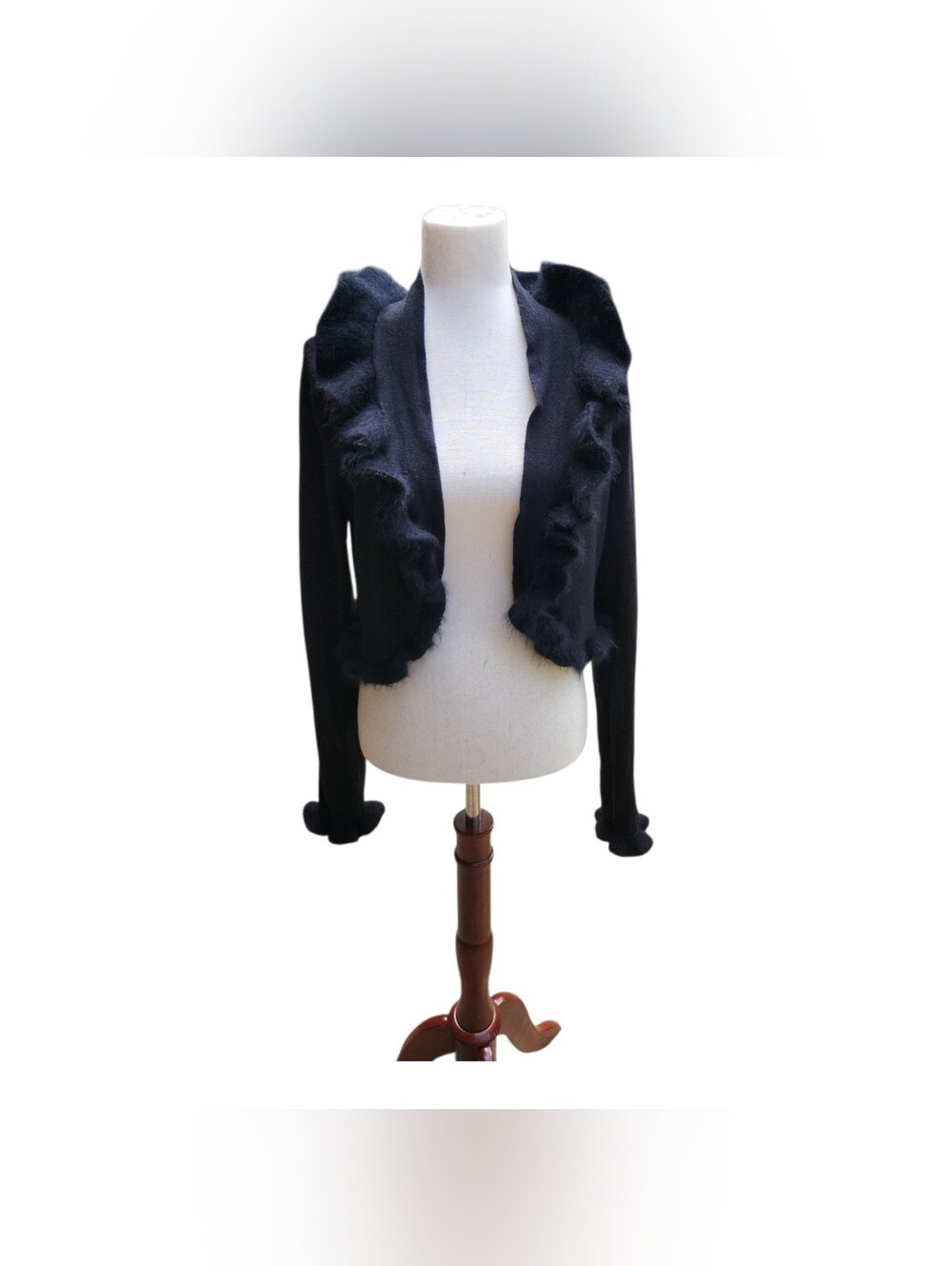 WHBM black Ruffle Bolero Shrug Vintage Y2k Size XL Whimsigoth Rabbit  dark fairy